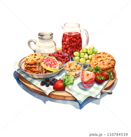 Watercolor breakfast still life watercolor for decoration design 110784539