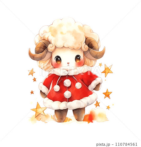 Aries zodiac sign watercolor art style on white background. Aries zodiac sign watercolor art style on white background. 110784561