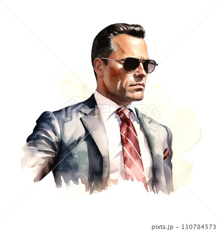 Businessman Boss day watercolor in paper art style on white background Businessman Boss day watercolor in paper art style on white background 110784573