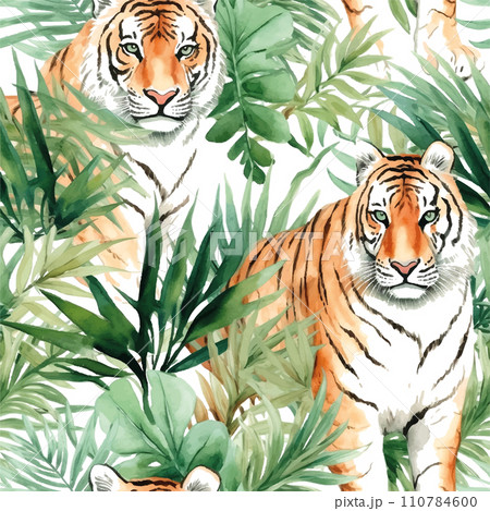 Trendy tiger pattern watercolor, great design for any purposes. Trendy tiger pattern watercolor, great design for any purposes. 110784600