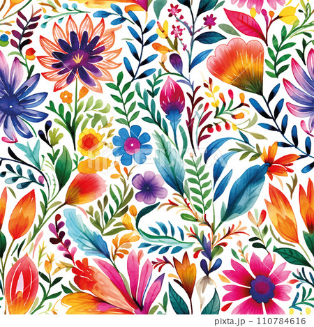 Line art mexican embroidery watercolor for print design. Line art mexican embroidery watercolor for print design. 110784616