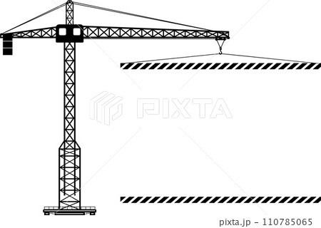 Silhouette of Mobile Wheel Crane with Poster Icon in Flat Style. Vector Illustration Silhouette of Mobile Wheel Crane with Poster Icon in Flat Style. Vector Illustration 110785065