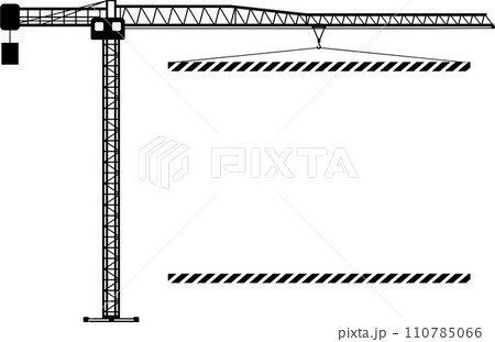 Silhouette of Mobile Wheel Crane with Poster Icon in Flat Style. Vector Illustration Silhouette of Mobile Wheel Crane with Poster Icon in Flat Style. Vector Illustration 110785066