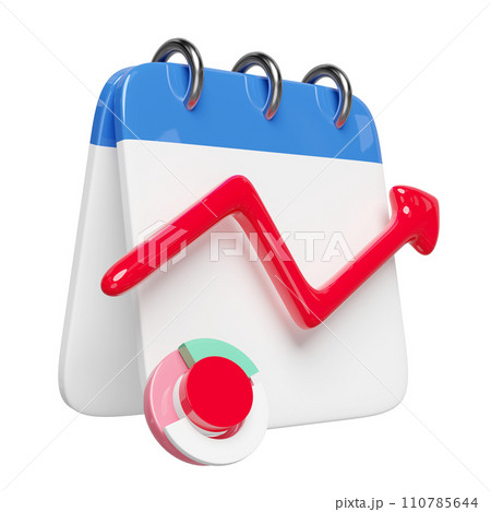 3D charts graph with calendar, analysis business financial data isolated. business strategy minimal concept, 3d render illustration 110785644