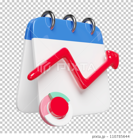 3D charts graph with calendar, analysis business financial data isolated. business strategy minimal concept, 3d render illustration 110785644