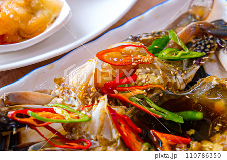 South Korea food. Soy Sauce Marinated Crab South Korea food. Soy Sauce Marinated Crab 110786350