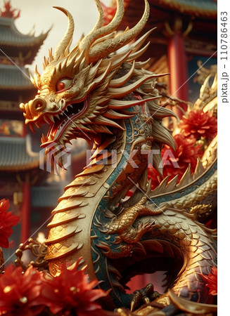 Beautiful fantasy dragon. Year of the Dragon according to the eastern horoscope 110786463