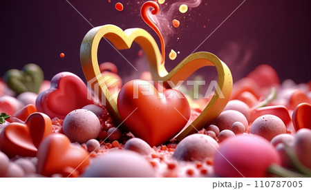 Love, valentine, colorful composition, symbolism and romance of love, February 14, Valentine's Day 110787005