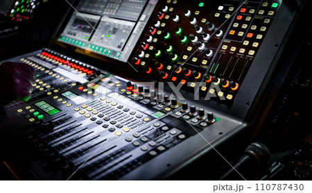 Professional sound and volume adjusting mixer control 110787430