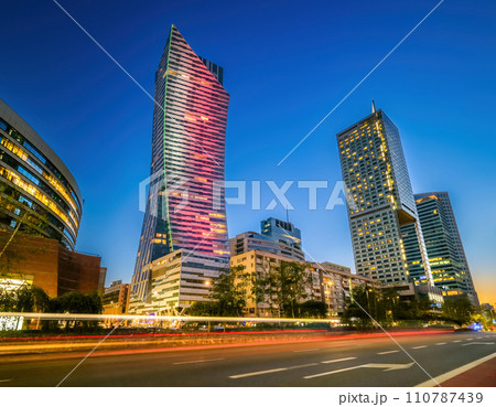 Central Business part of Warsaw in the evening Central Business part of Warsaw in the evening 110787439