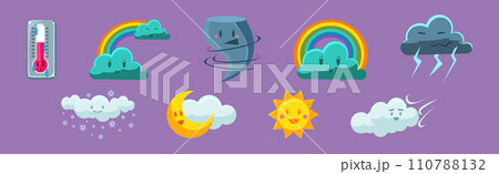 Childish Weather and Meteorology Character Element Vector Set 110788132
