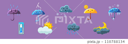Childish Weather and Meteorology Character Element Vector Set 110788134