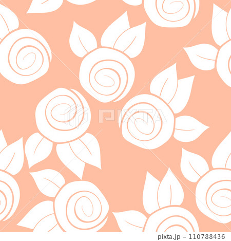 Seamless floral pattern based on traditional folk art ornaments. Colorful flowers on color background. Scandinavian style. Sweden nordic style. Vector illustration. Simple minimalistic pattern 110788436