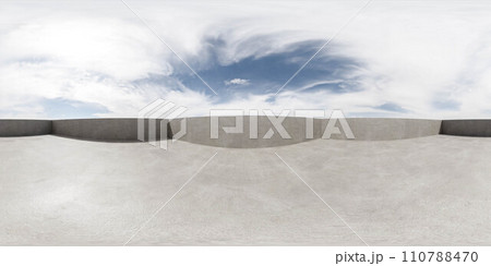 concrete walls on concrete floor with bright blue sky 360 panorama vr environment map concrete walls on concrete floor with bright blue sky 360 panorama vr environment map 110788470