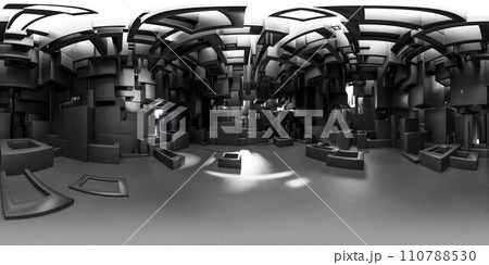 Expansive Hall Filled With Numerous boxes 360 panorama vr environment map 110788530