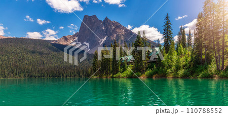 Colorful Lake with Mountain Landscape nature background. 110788552
