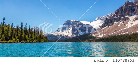 Glacier Lake in Canadian Rocky Mountain Landscape. Glacier Lake in Canadian Rocky Mountain Landscape. 110788553