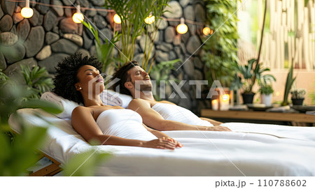 Couple Enjoying Wellness Spa Retreat Couple Enjoying Wellness Spa Retreat 110788602