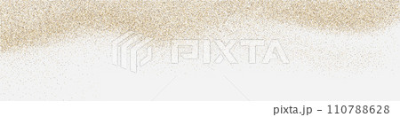 Gold dust glitter overlay background. Sparkling golden falling confetti border. Sequin dust frame wallpaper for wedding or christmas banner. Vector illustration. 110788628