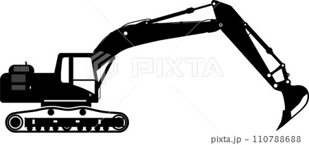 Silhouette of Excavator Icon in Flat Style. Vector Illustration Silhouette of Excavator Icon in Flat Style. Vector Illustration 110788688