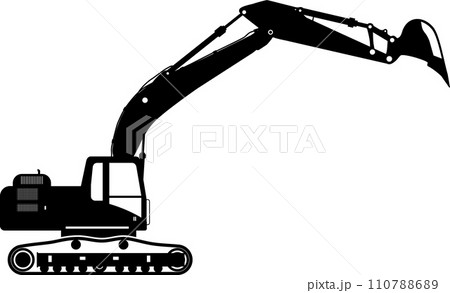 Silhouette of Excavator Icon in Flat Style. Vector Illustration Silhouette of Excavator Icon in Flat Style. Vector Illustration 110788689
