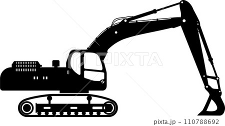 Silhouette of Excavator Icon in Flat Style. Vector Illustration Silhouette of Excavator Icon in Flat Style. Vector Illustration 110788692