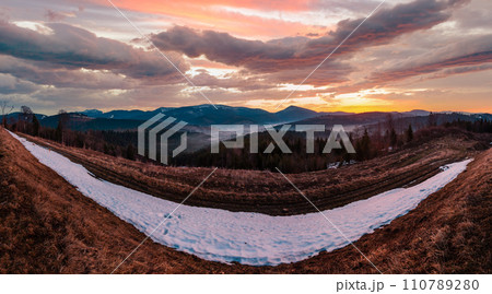 Early morning spring Carpathian mountains 110789280