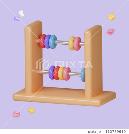 Cute colorful abacus icon cute smooth on pastel background, arithmetic game learn counting number concept. finance education. icon symbol clipping path. 3d render illustration 110789610