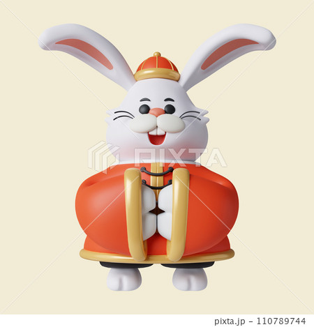 3d rabbit. Mid autumn festival. icon isolated on yellow background. 3d rendering illustration. Clipping path. 3d rabbit. Mid autumn festival. icon isolated on yellow background. 3d rendering illustration. Clipping path. 110789744