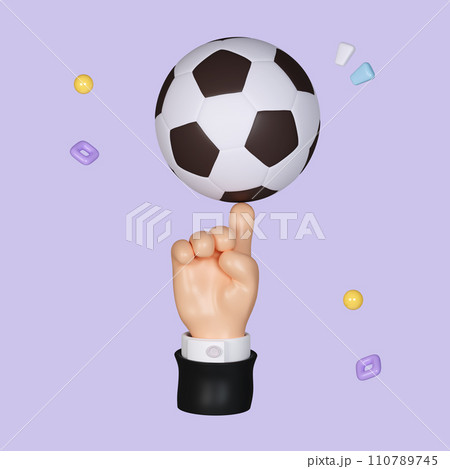 Athlete cartoon hands with football isolated over pastel background. icon symbol clipping path. 3d render illustration 110789745
