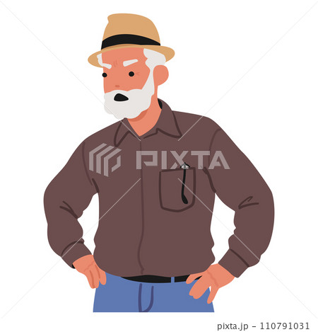 Irate Senior Man Scowled Fiercely, His Furrowed Brows Revealing Deep-seated Frustration. Character Displeasure Irate Senior Man Scowled Fiercely, His Furrowed Brows Revealing Deep-seated Frustration. Character Displeasure 110791031