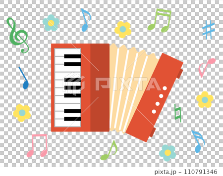 accordion and musical notes 110791346