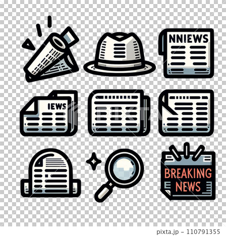 突發新聞和報紙視覺圖標 突發新聞和報紙視覺圖標 110791355