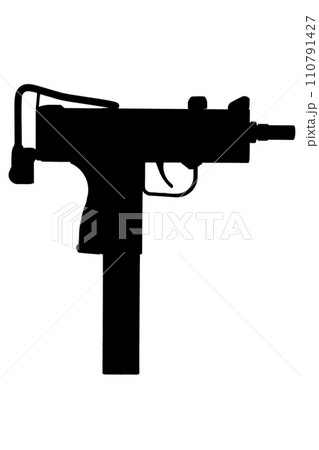 Submachine gun M10 silhouette. Submachine gun M10 silhouette. 110791427