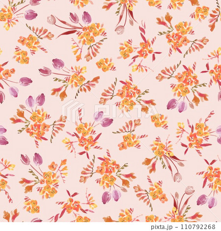 フリージアとチューリップのシームレスなパターン フリージアとチューリップのシームレスなパターン 110792268