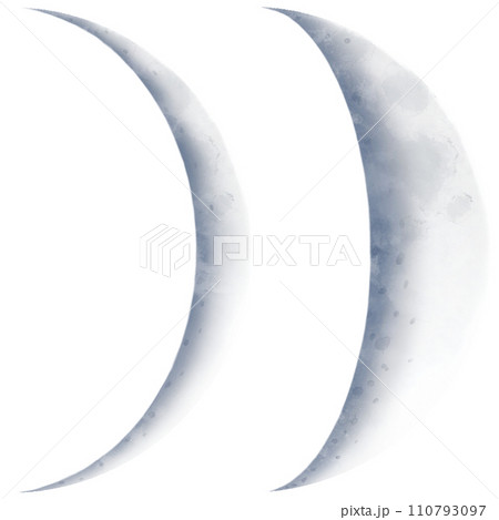 リアルな三日月のセット 月の満ち欠けのイラスト素材 リアルな三日月のセット 月の満ち欠けのイラスト素材 110793097