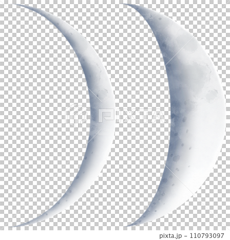リアルな三日月のセット 月の満ち欠けのイラスト素材 リアルな三日月のセット 月の満ち欠けのイラスト素材 110793097