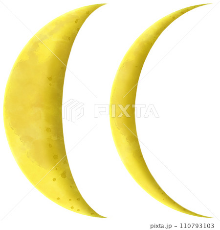 リアルな三日月のセット　月の満ち欠けのイラスト素材 110793103