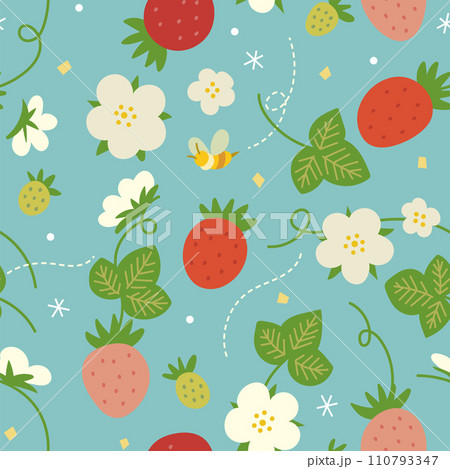 いちごのシームレスパターン 110793347