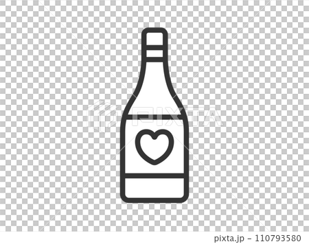 Illustration of sparkling wine bottle icon (line drawing) Illustration of sparkling wine bottle icon (line drawing) 110793580