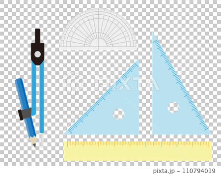 指南針、量角器和三角尺套裝 110794019