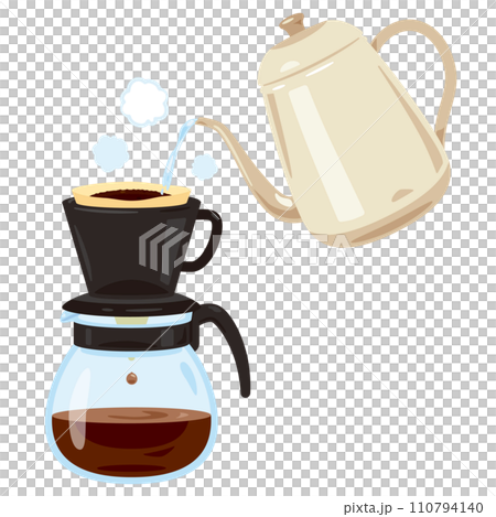 コーヒードリッパーにお湯を注ぐケトル 110794140