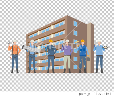 マンション工事に携わる人々 110794161