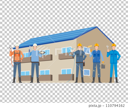 アパートの建設に携わる人々 アパートの建設に携わる人々 110794162
