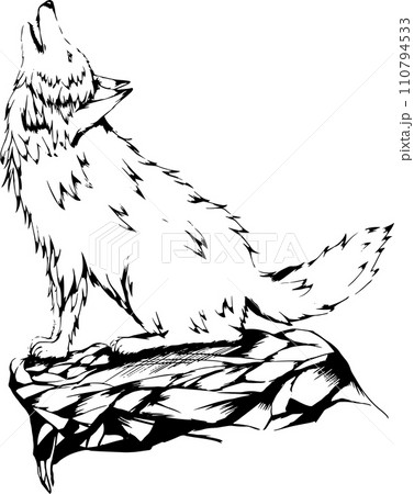 クールな狼の線画イラスト 110794533