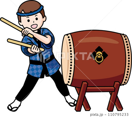 和太鼓を叩く男の子 110795233