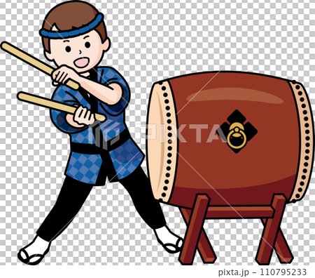 和太鼓を叩く男の子 110795233