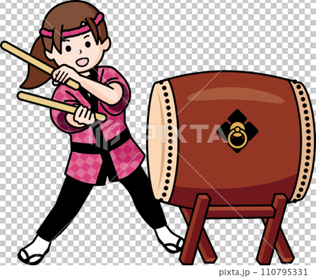 和太鼓を叩く女の子 110795331