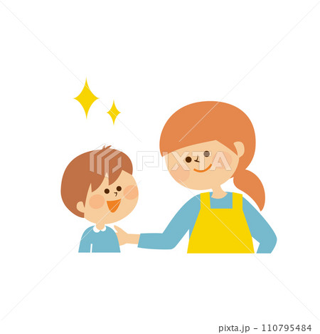 子供を褒める大人　かわいいイラスト素材 110795484