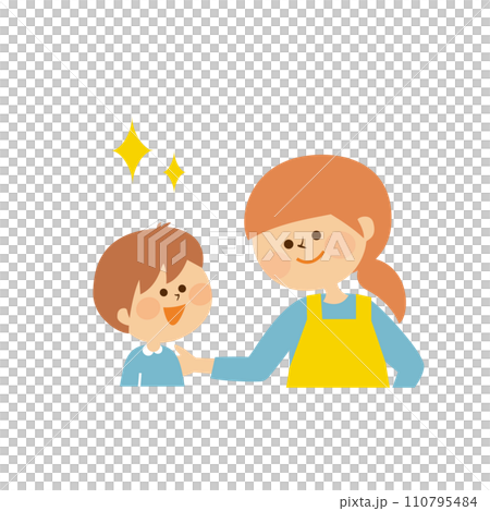 子供を褒める大人　かわいいイラスト素材 110795484